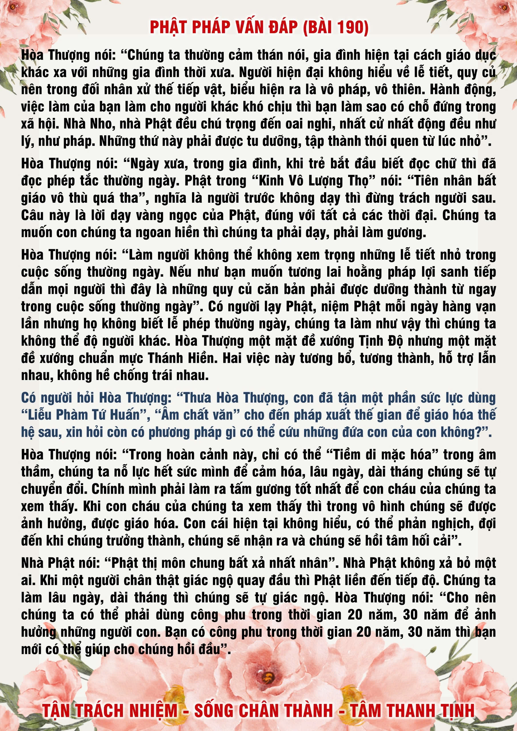 190 · Phật Pháp Vấn Đáp - 190